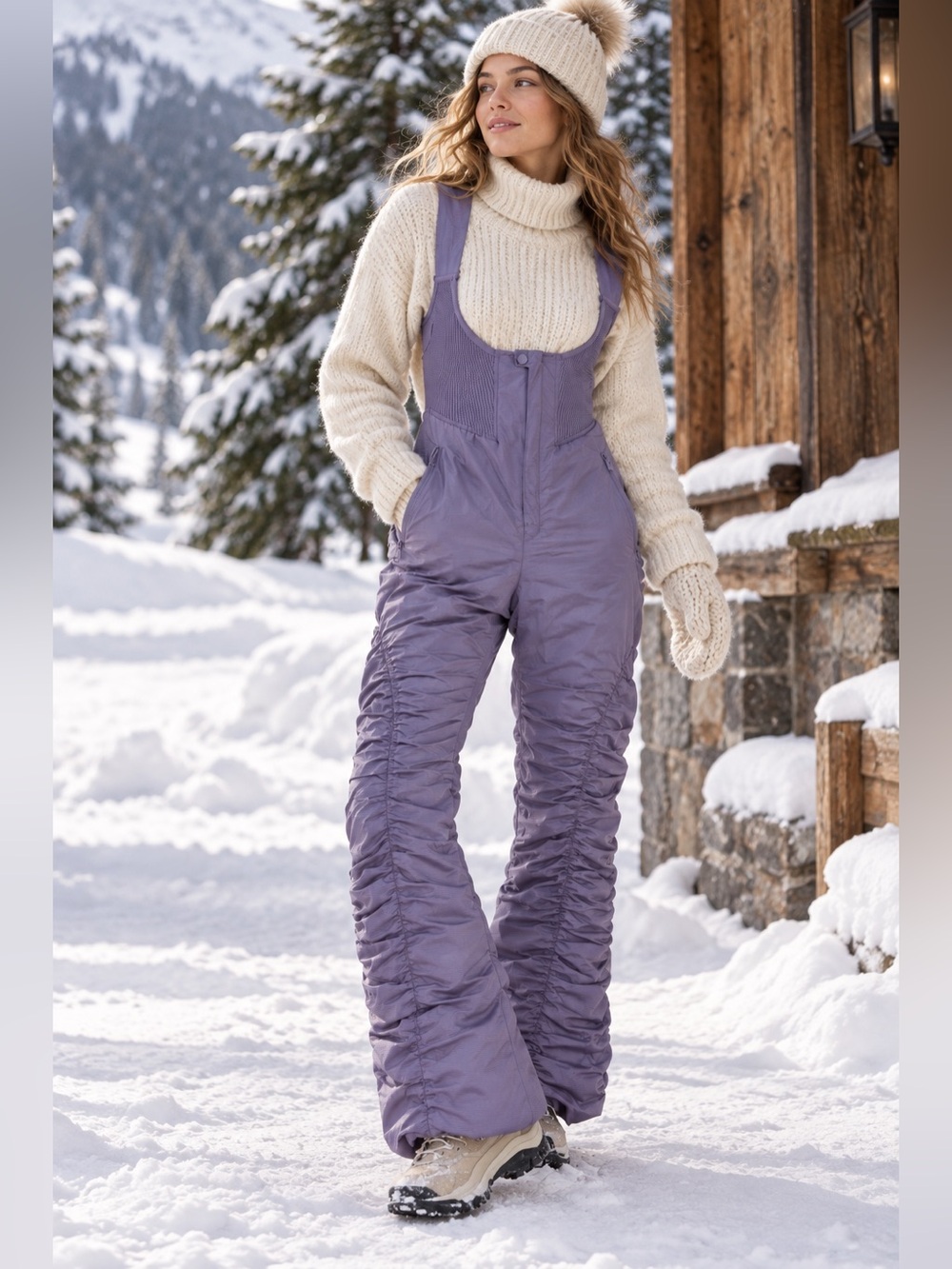 Free People FP Movement Lift Laugh Love Bib Ski Pants Purple Size M $368 NWOT